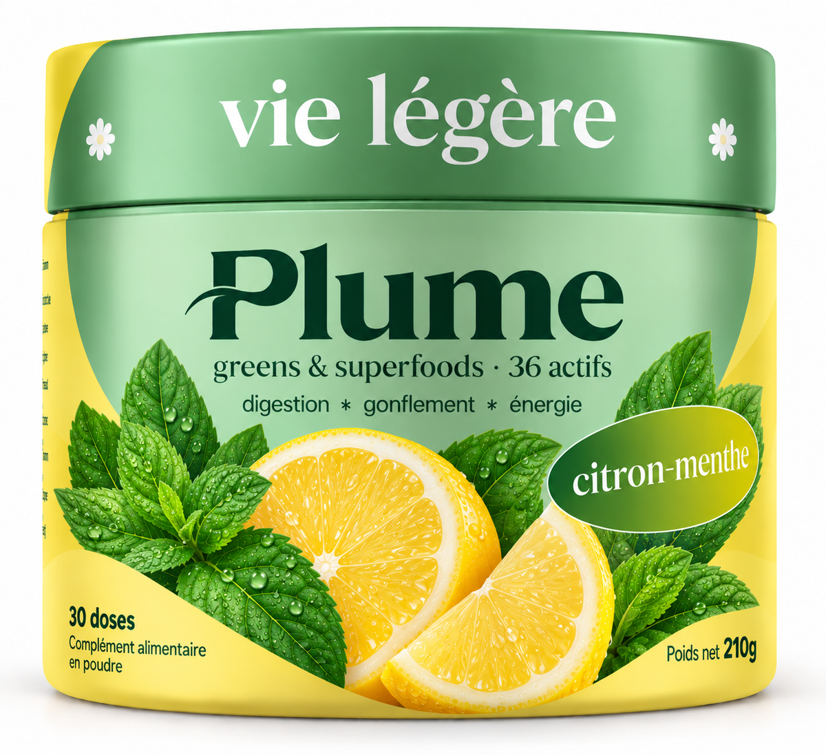 PLUME™ – Greens & Superfoods | 36 Actifs – Digestion, Énergie & Bien-être