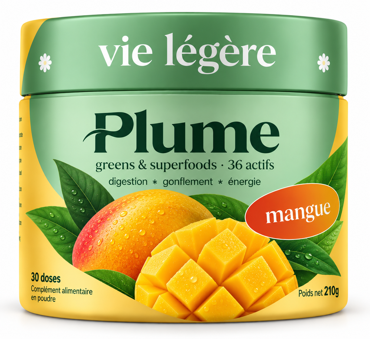 PLUME™ – Greens & Superfoods | 36 Actifs – Digestion, Énergie & Bien-être